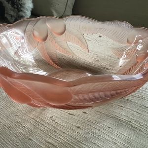 VINTAGE MADE IN FRANCE LUMINARC ROSALINE PINK CRYSTAL FROSTED GLASS BOWL